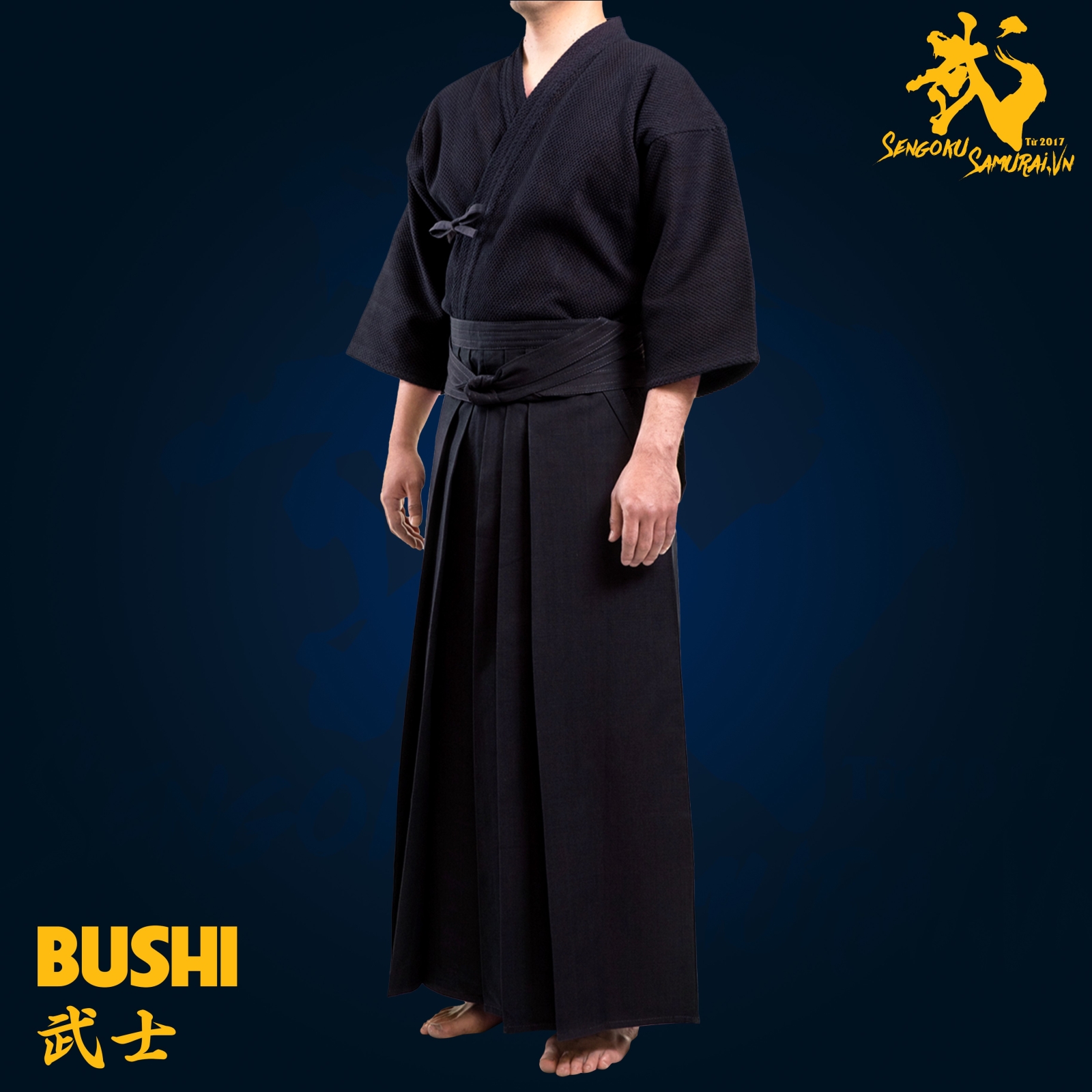 BUSHI (Bộ) | Dougi 1 Lớp AIZOME #6000 (Kendogi & Hakama) 
